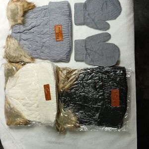 FAS Jeans Kids' Mittens And Hat Set X 3 Sets